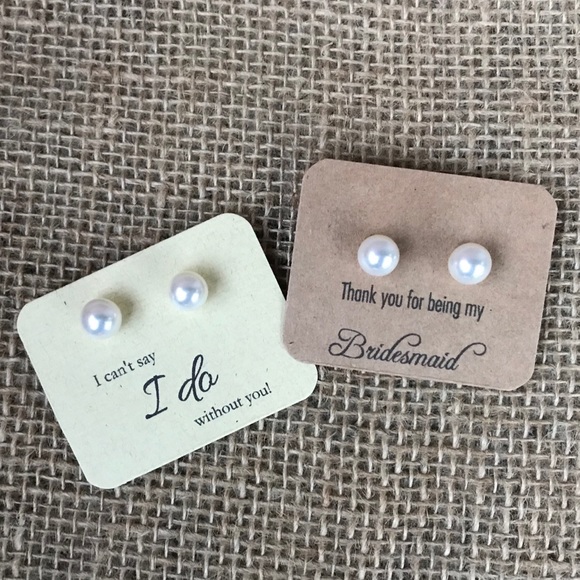Pearl Earrings Bridesmaids Thank You Gift - Picture 2 of 3